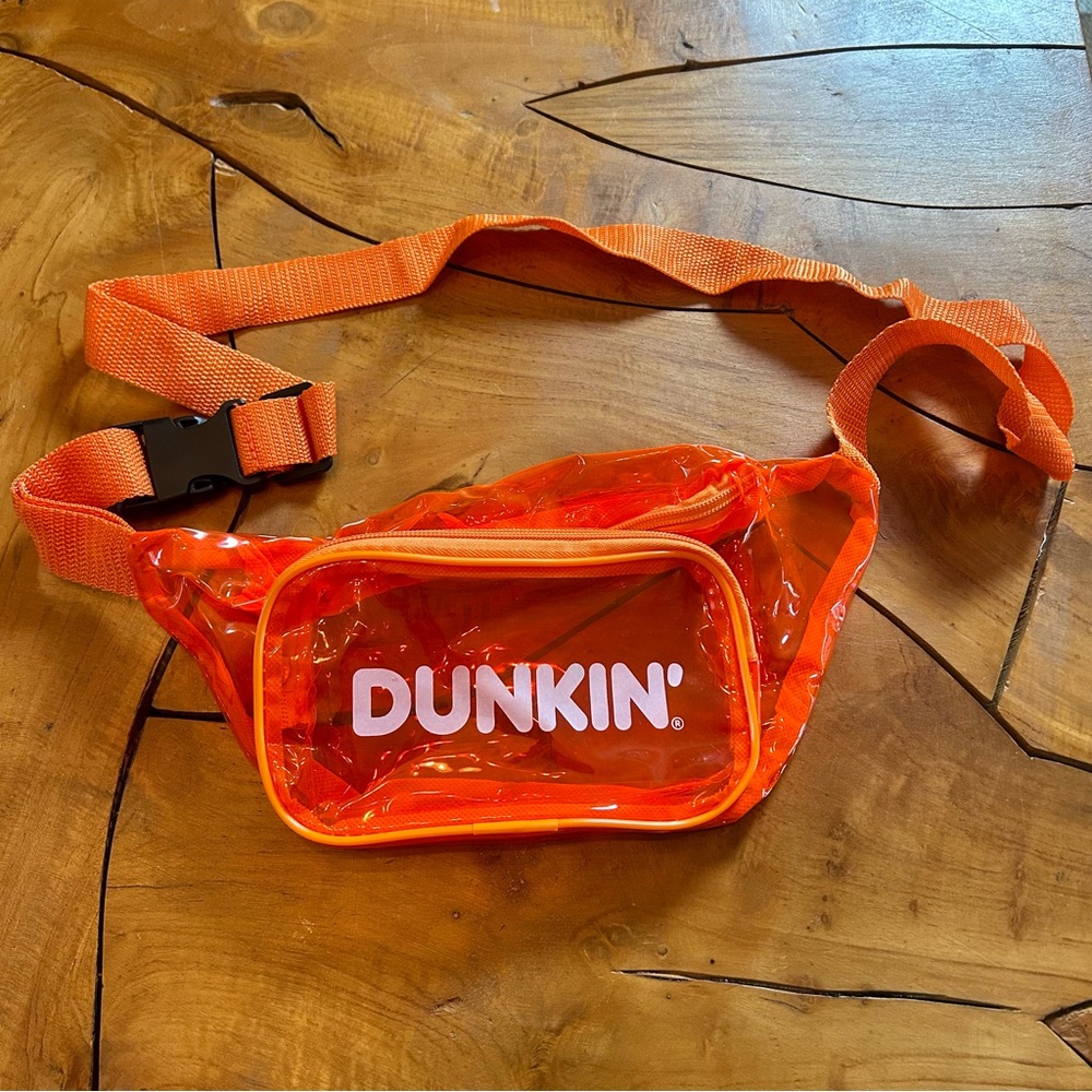 NEW Dunkin Donuts Fanny Pack Transparent Orange Waist Bag Belted